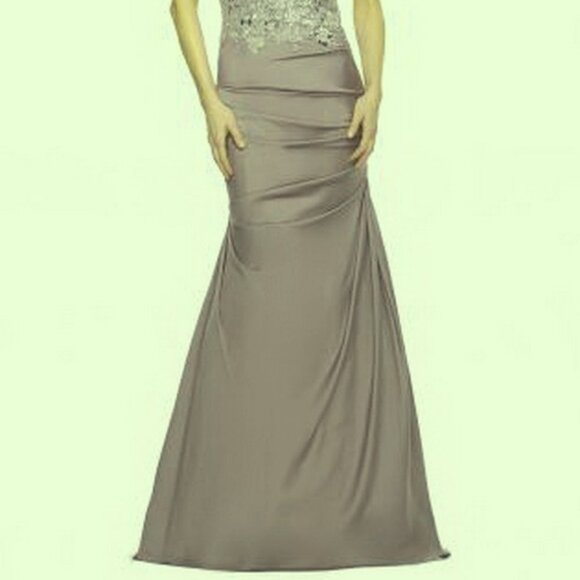 La Femme Silver Floral Beaded Embroidered Off the Shoulder Mermaid Gown - Picture 2 of 5